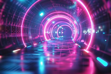A continuous loop of gathering feedback and implementing steps with a neon retro sci-fi 80s cinematic vibe.