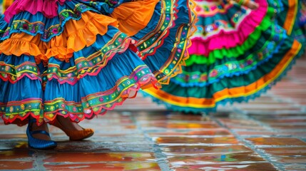 Traditional Mexican dancers perform in vibrant costumes at Basilica square, Mexico City, during a religious festival, celebrating cultural heritage