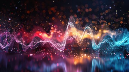 Multi-colored Digital sound wave background - obrazy, fototapety, plakaty