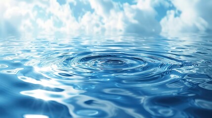 Ripples on blue water surface background