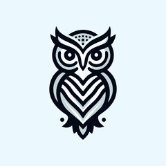 Printsimple logo icon owl flat art style art. drawing Elegant minimalist style,abstract style Illustration