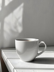Fototapeta na wymiar A coffee cup and shadow feel peaceful