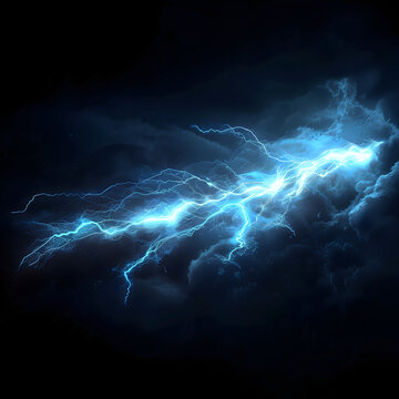 Blue and white thunder strike on a black backround