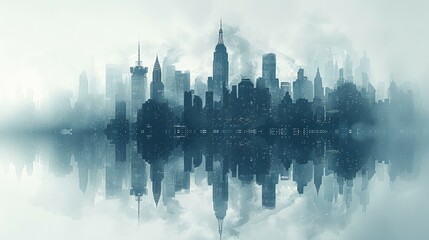 Fototapeta na wymiar Illustration City Skyline with Skyscrapers