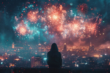 fireworks in the city