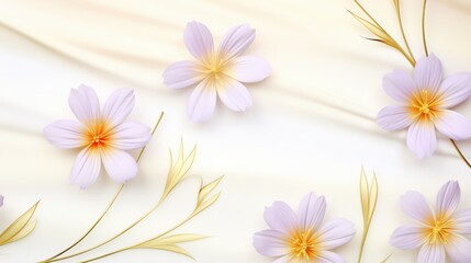 Delicate Cosmos Flowers on Warm Creamy Background