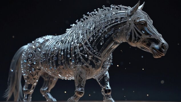 Horse in crystal with lot of music symbol 