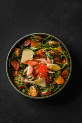 salad with crab arugula and red caviar