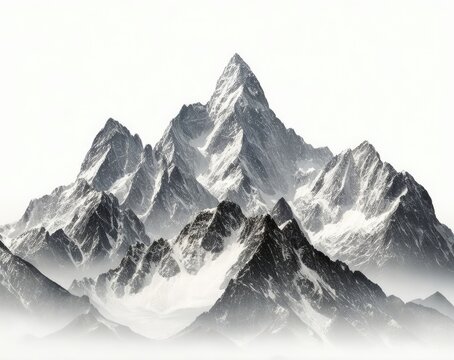 Snowy mountains Isolate on white background