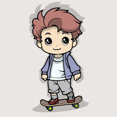 cute boy skating cartoon vect...