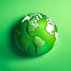 world environment and Earth day concept with green globe on solid background