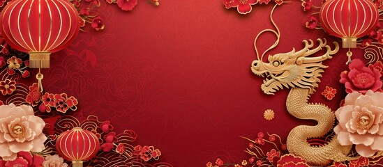 china day celebration banner on red background