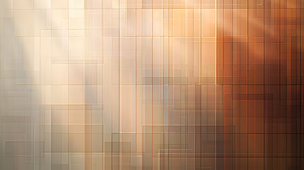 Soft morning light illuminating a grid of intersecting lines, creating a harmonious tapestry of muted earthy tones