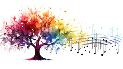 Colorful Musical Note Tree Abstract Art