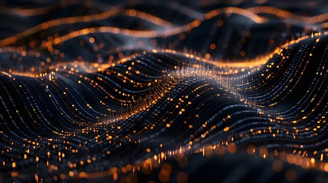 Flowing NLP Algorithm Visualization with Dark Abstract Tech Background for Presentations