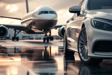 Fotobehang Airport transfer service with luxury car in business class Generative AI © ungvar