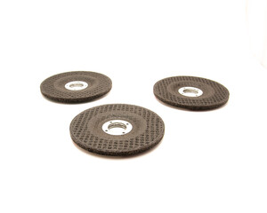 Three aluminum oxide general purpose griding wheels, manufactured with heat treated grit grains in...