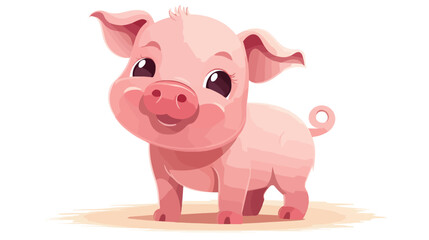 Funny cartoon pig flat cartoon vactor illustration