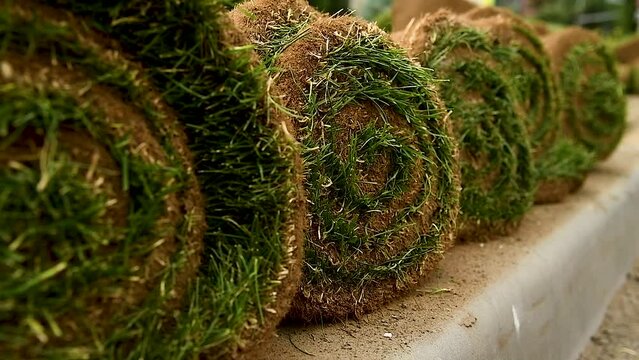 Natural grass in rolls