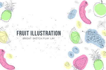 Fruit illustration sketch style bright spots cover design