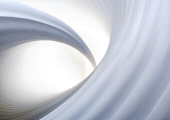 Abstract white curved tunnel with light and shadow. 3d render illustration