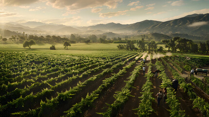 vineyards, plantations, wine production, sunset, sunrise, mountain view, wine industry