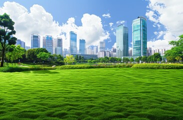 Obraz premium A city skyline with a large park in the middle