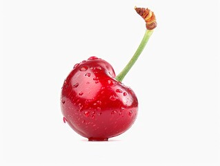 fresh red cherry isolated on white background