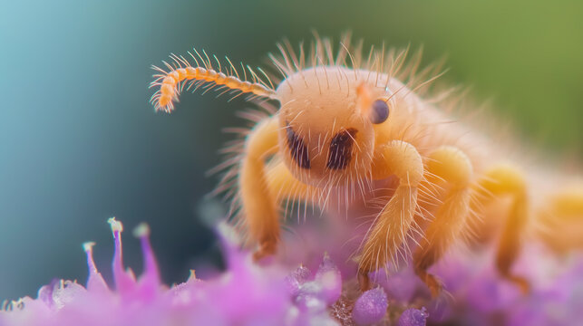 Fototapeta Macro photo of small creatures living in flower pollen, ten times zoom photo