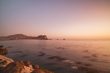 sunset on the sea at the coast in Peru
