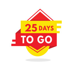 25 days to go red label last countdown icon, vector. Modern style design template for banner, advertising, marketing.
