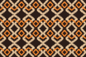 Traditional Ethnic ikat motif fabric pattern background geometric .African Ikat embroidery Ethnic oriental pattern brown background wallpaper. Abstract,vector,illustration.Texture,frame,decoration.
