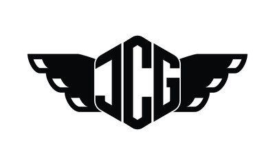 JCG polygon wings logo design vector template.