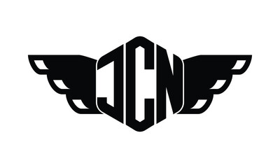 JCN polygon wings logo design vector template.