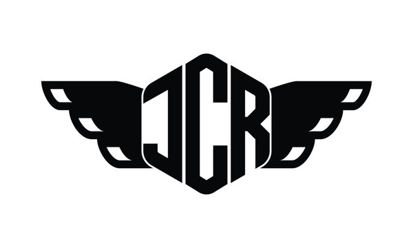 JCR polygon wings logo design vector template.