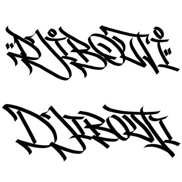 DJIBOUTI letter the country name on the world digital illustration graffiti handstyle signature symbol tags painting with black and white color