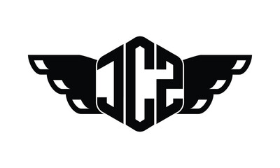 JCZ polygon wings logo design vector template.