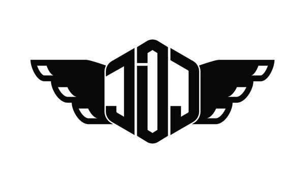 JDJ polygon wings logo design vector template.