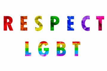 Digital design of a background with the words "Respect LGBT" in rainbow