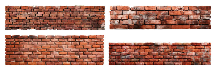 Set of red brick walls, cut out