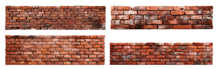 Set of red brick walls, cut out