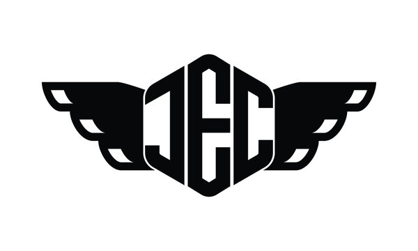 JEC polygon wings logo design vector template.