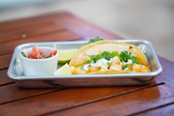 delicious tacos in an outdoor setting at restaurant