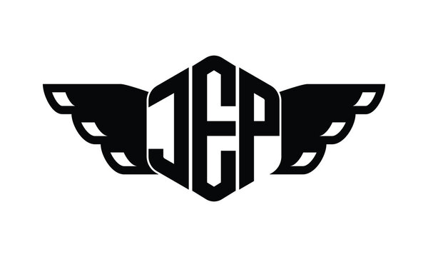 JEP polygon wings logo design vector template.