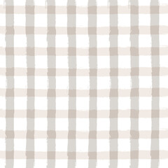 Gingham seamless pattern. Watercolor brush lines texture for shirts, plaid, tablecloths, clothes, bedding, blankets, vector checkered summer retro rustic print