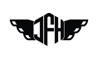 JFH polygon wings logo design vector template.