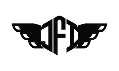 JFI polygon wings logo design vector template.