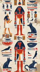 Old Egyptian inscriptions and illustrations as a background. AI generative. - 770669509