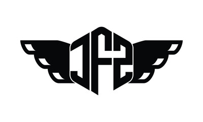JFZ polygon wings logo design vector template.