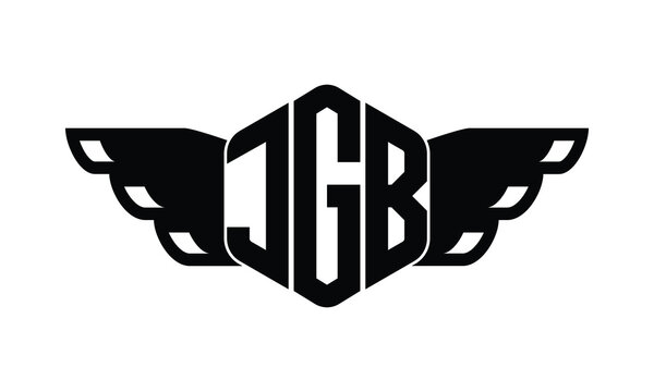 JGB polygon wings logo design vector template.